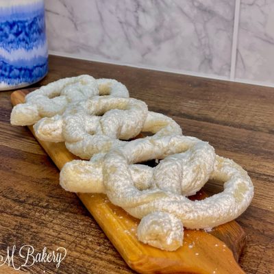 Polish pretzel on a wooden table.